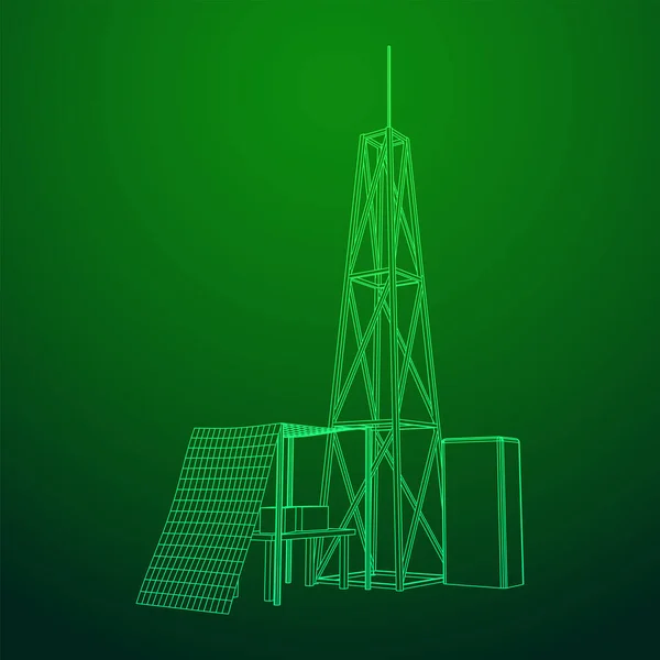 Antena. Transmisor de telecomunicaciones torre de radio. Concepto de comunicación — Archivo Imágenes Vectoriales