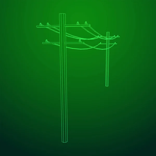 Vermogen transmissie hoogspanning pyloon. Wireframe met lage poly mesh — Stockvector