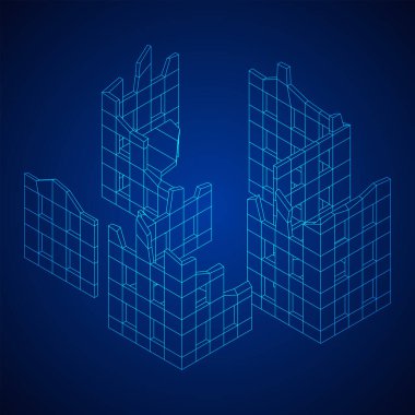 Harap olmuş bina ve beton, savaş yıkım konsepti