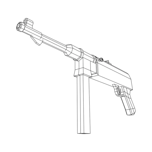 Subfusil alemán MP 40 pistola de armas de fuego de la Segunda Guerra Mundial — Vector de stock