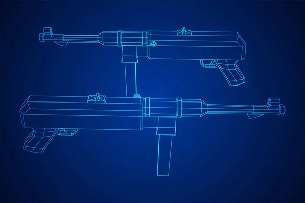 Submetralhadora alemão MP 40 guerra mundial 2 pistola de armas de fogo — Vetor de Stock