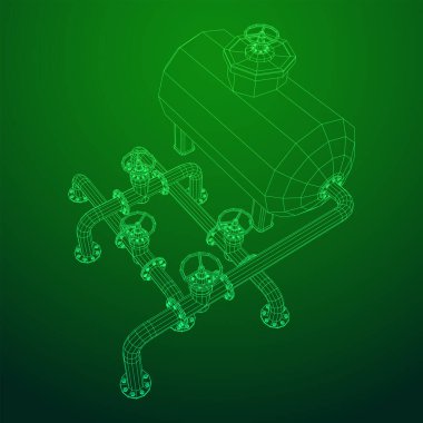 Yanıcı maddelerin depolanması için yakıt deposu ve vanalı boru hattı