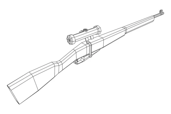 Fusil de sniper à action boulonnée mosin nagant. Treillis métallique bas poly mesh — Image vectorielle