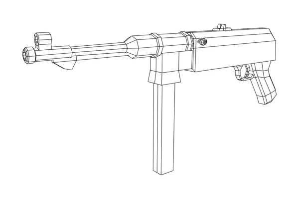 Subfusil alemán MP 40 pistola de armas de fuego de la Segunda Guerra Mundial — Archivo Imágenes Vectoriales