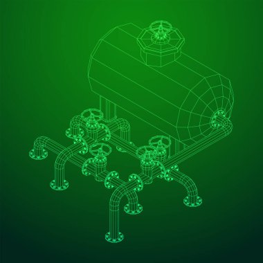 Yanıcı maddelerin depolanması için yakıt deposu ve vanalı boru hattı