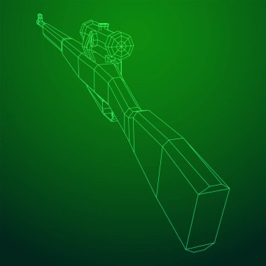 Keskin nişancı, civatalı tüfek, Mosin Nagant. Kablo çerçevesi düşük poli ağ