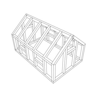 Sera inşaat iskeleti. Sera binası objesi. Sıcak ev