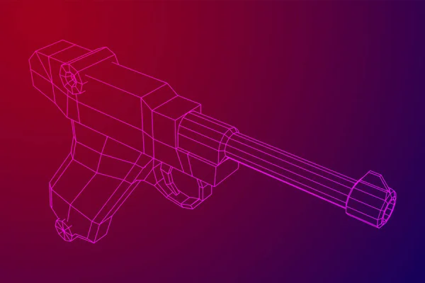 Pistolet militaire allemand de la guerre mondiale. Wireframe faible vecteur poly. — Image vectorielle