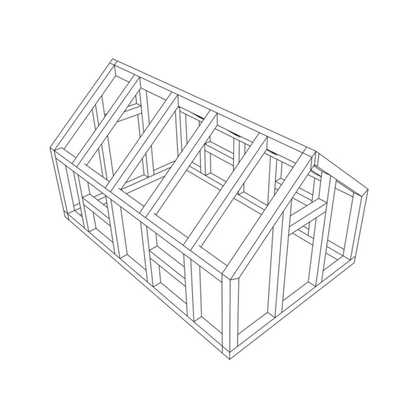 Marco de construcción de invernadero. Objeto del edificio del invernadero. Casa cálida — Vector de stock