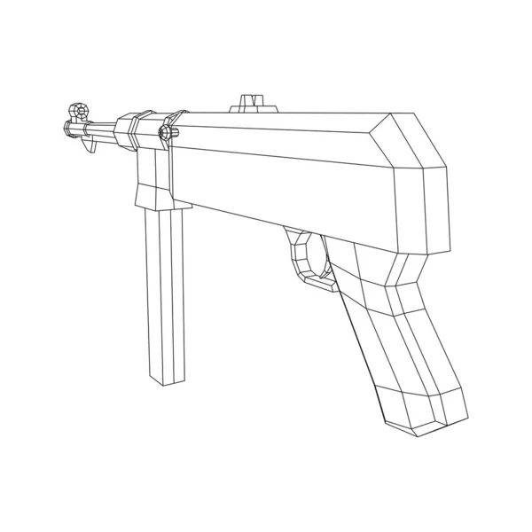 Kulomet německý MP 40 světová válka 2 střelné zbraně pistole — Stockový vektor