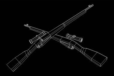 Keskin nişancı, civatalı tüfek, Mosin Nagant. Kablo çerçevesi düşük poli ağ