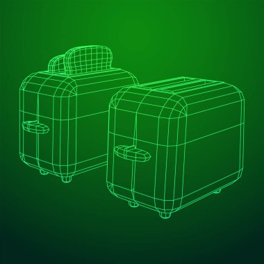 Kahvaltı için iki parça kızarmış somun ekmekli tost makinesi.