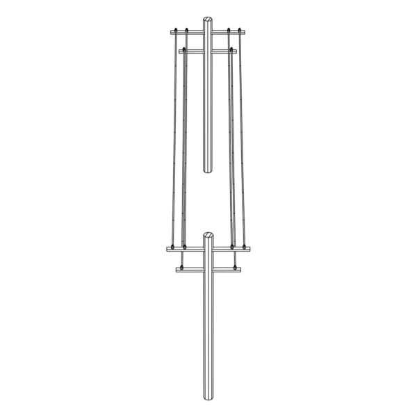 Transmissão de energia pylon de alta tensão. Wireframe baixa malha poli — Vetor de Stock