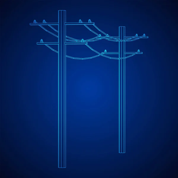 Vermogen transmissie hoogspanning pyloon. Wireframe met lage poly mesh — Stockvector