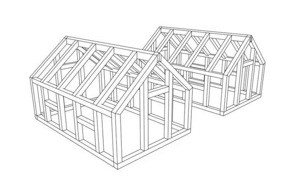 Broeikasconstructie frame. Hothouse gebouw object. Warm huis — Stockvector