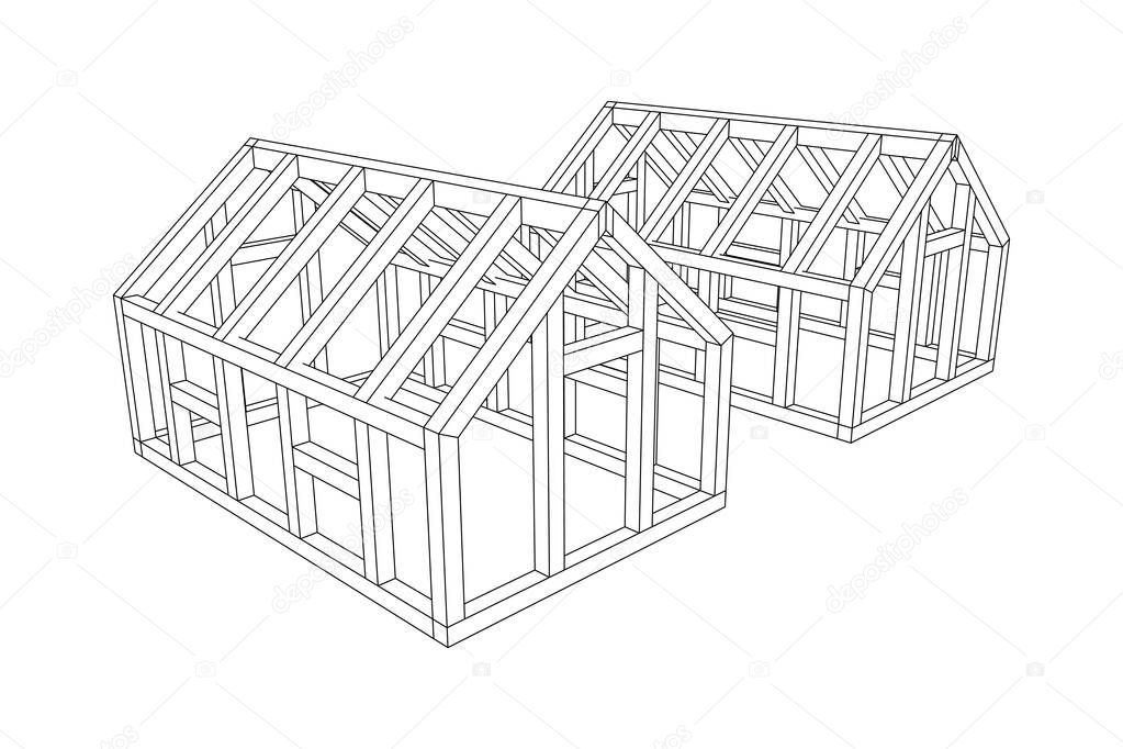 Greenhouse construction frame. Hothouse building object. Warm house