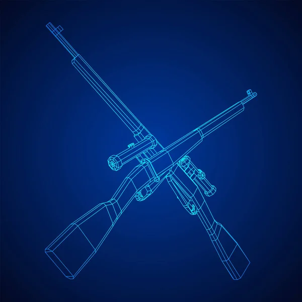 Sniper bolt-action rifle mosin nagant. Wireframe low poly mesh — Stock Vector