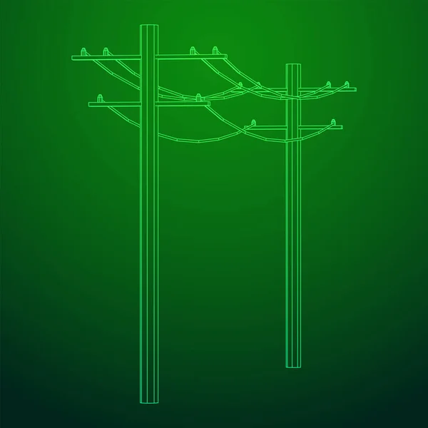 Vermogen transmissie hoogspanning pyloon. Wireframe met lage poly mesh — Stockvector