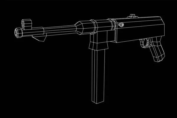 Submachine gun german MP 40 world war 2 firearms pistol — Stock Vector