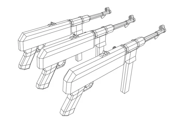 Subfusil alemán MP 40 pistola de armas de fuego de la Segunda Guerra Mundial — Archivo Imágenes Vectoriales