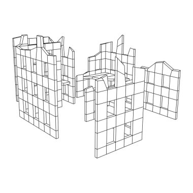 Harap olmuş bina ve beton, savaş yıkım konsepti