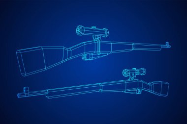 Keskin nişancı, civatalı tüfek, Mosin Nagant. Kablo çerçevesi düşük poli ağ