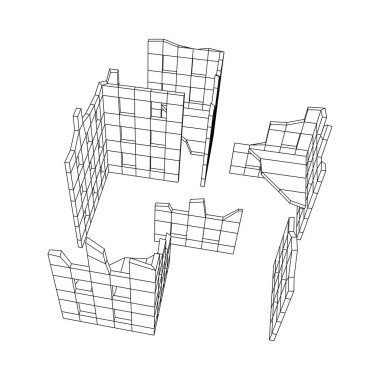 Harap olmuş bina ve beton, savaş yıkım konsepti