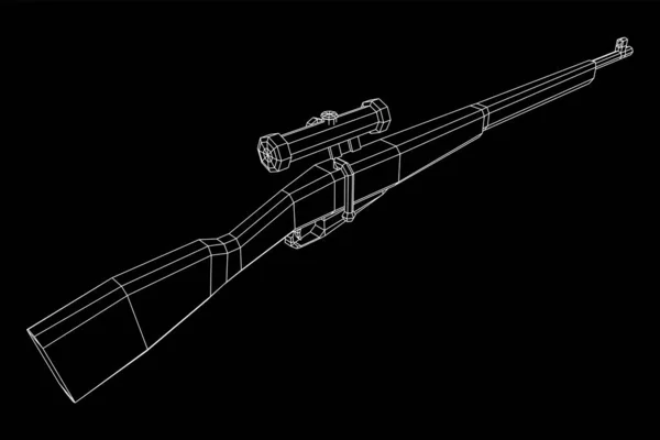 Sniper perno-acción rifle mosin nagant. Malla de polietileno baja Wireframe — Archivo Imágenes Vectoriales