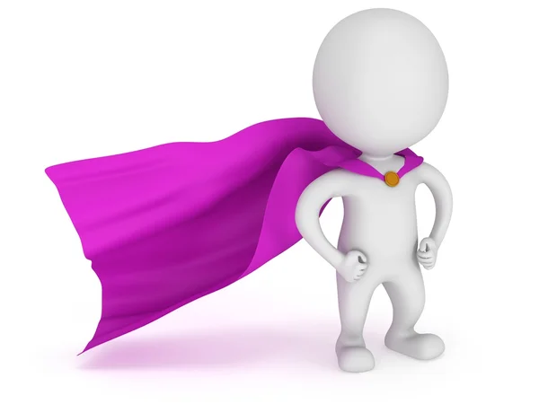 3d man - brave superhero with purple cloak — Stock Photo, Image