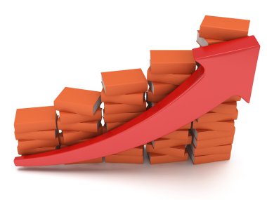 Kırmızı ok ile renkli kitap grafik