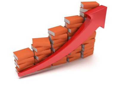 Kırmızı ok ile renkli kitap grafik