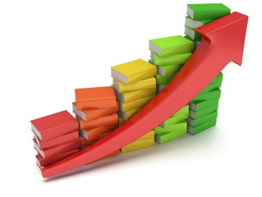 Kırmızı ok ile renkli kitap grafik