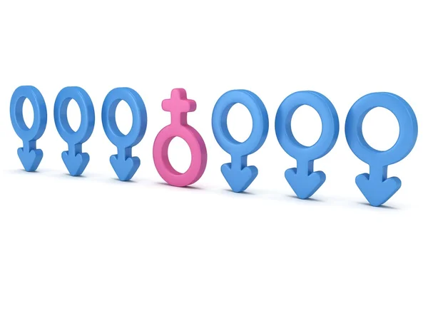 Female sign in row of Male signs. — Stock Photo, Image