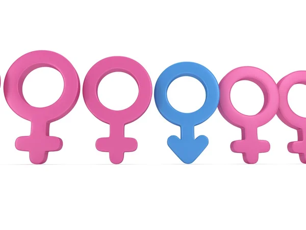 Male sign in row of Female signs. — Stock Photo, Image