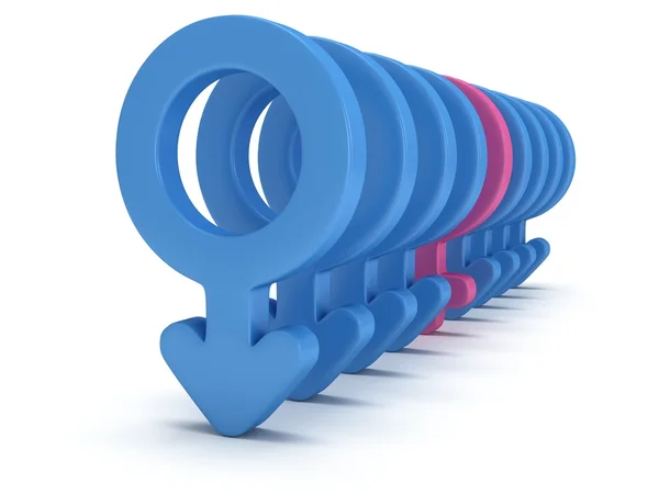 Female sign in row of Male signs. — Stock Photo, Image