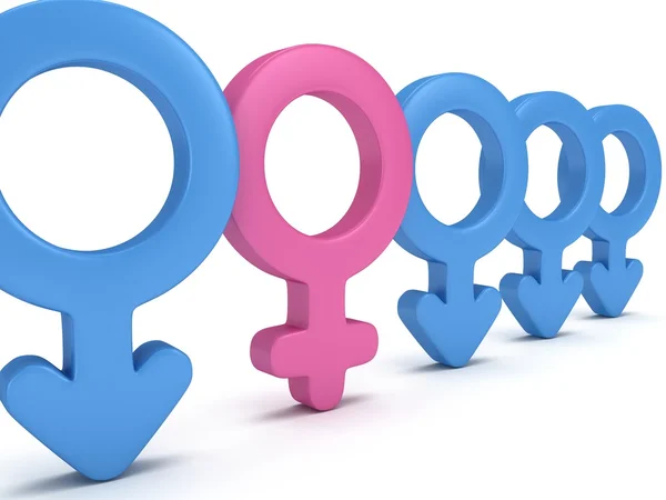 Female sign in row of Male signs. — Stock Photo, Image
