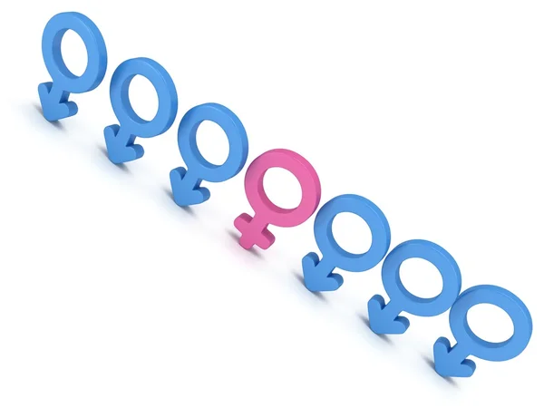 Female sign in row of Male signs. — Stock Photo, Image