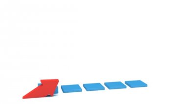 Kırmızı ok ile 3D mavi çubuk grafiği