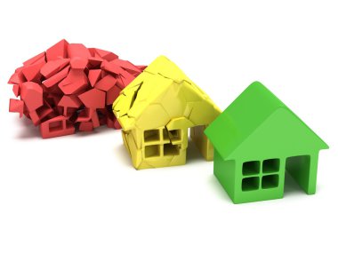 Colored houses. 3d render. clipart
