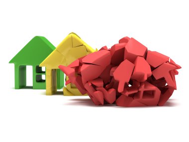 Renkli evler. 3D render.