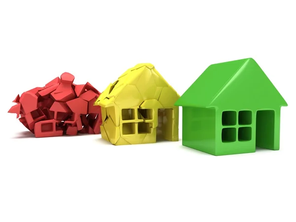 Farbige Häuser. 3D-Darstellung. — Stockfoto