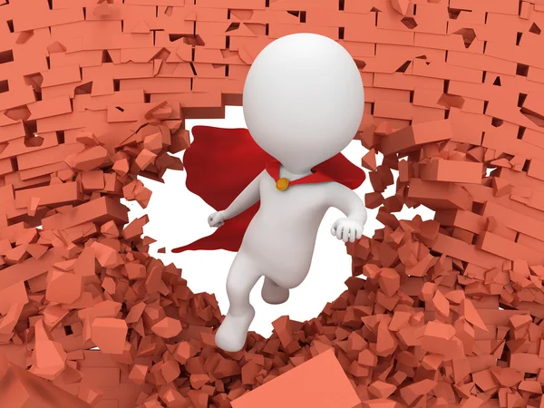 3D-s bátor szuperhős a repülő piros köpeny — Stock Fotó