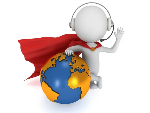 3d superhero global manager — Stock Photo, Image