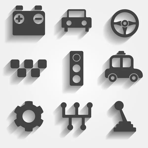 Set of 9 cars web and mobile icons. Vector. — Stock Vector