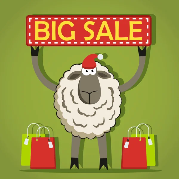 Santa Sheep com banner grande venda —  Vetores de Stock