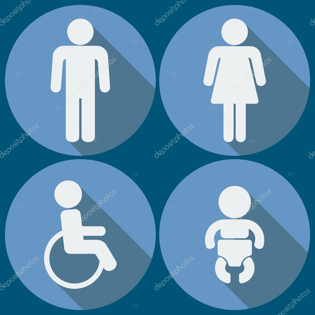 Set of 4 restroom icons. Vector.