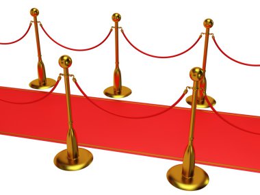 Kırmızı olay halı ile altın ip bariyer