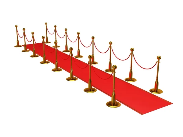 Golden rope barrier with red event carpet — Stock Photo, Image