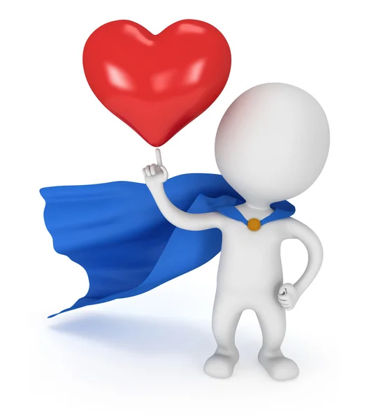 Brave superhero lover with big red heart — Stock Photo, Image