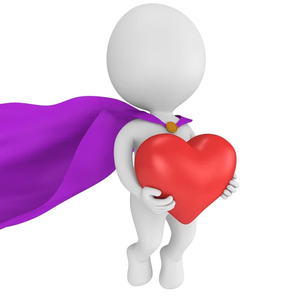 Valiente superhéroe enamorado de gran corazón rojo —  Fotos de Stock